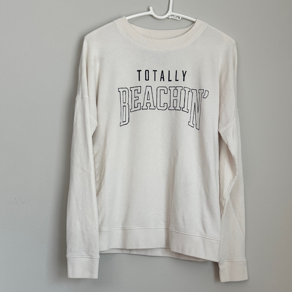 Victoria's Secret Cream Sweatshirt with Totally Beachin logo